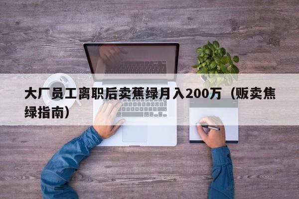 大厂员工离职后卖蕉绿月入200万（贩卖焦绿指南）